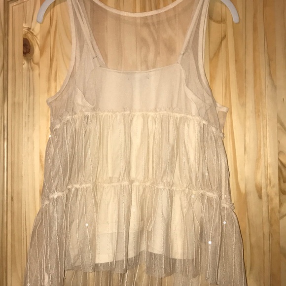 American Eagle light tan tulle tank top - Picture 4 of 4